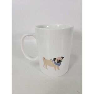 Pet Shop Fringe Studio White Ceramic Happy Pug Dog Puggle 12oz. Coffee Mug